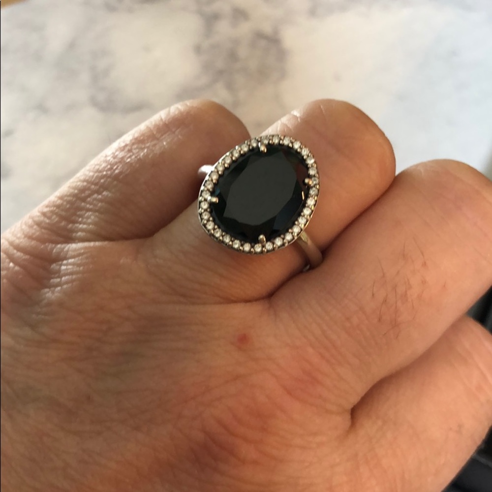 Pandora ring (sz 58) Black onyx look & pavé